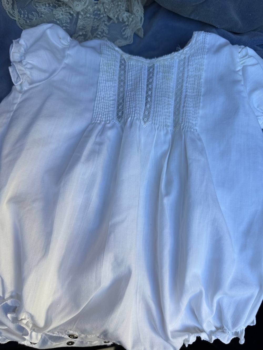 Classic White Smocked Baby One-Piece Bodysuit